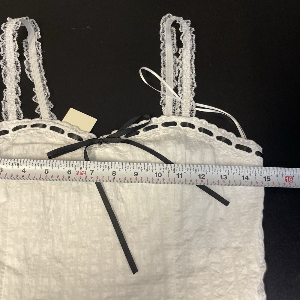 Thirty Thirty White Corset Top Coquette Milkmaid Cottagecore Romantic Size M - Picture 10 of 11